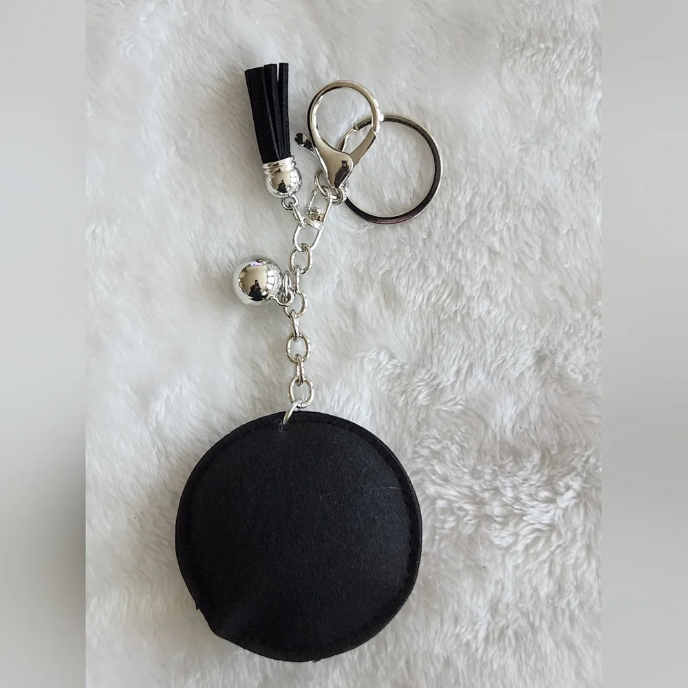 Black and Silver Rhinestone Logo Keychain Bag Charm - Picture 3 of 3